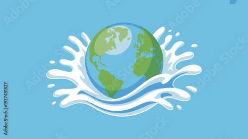 Earth globe water splash illustration