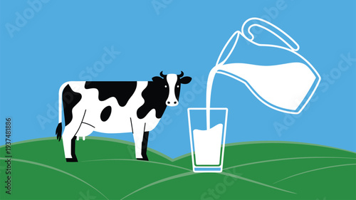 Farm Cow Fresh Milk Pouring