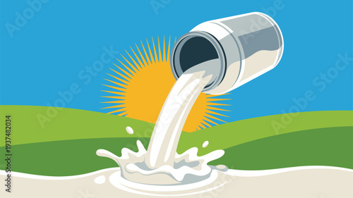 Fresh milk pitcher splash green fields