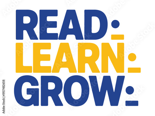Colorful READ LEARN GROW Typography
