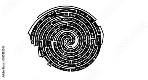 black maze spiral puzzle illustration