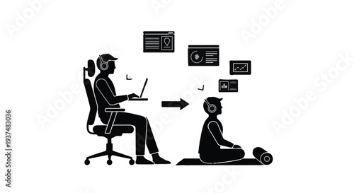 remote podcast recording and editing concept