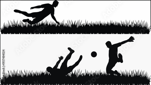 Dynamic soccer players in action on grassy field