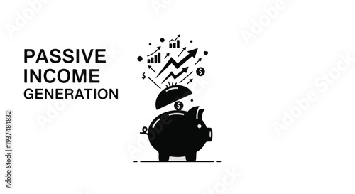 Passive income generation concept with piggy bank