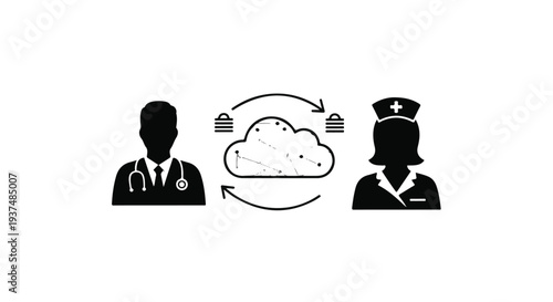 Medical professionals exchanging patient data securely online