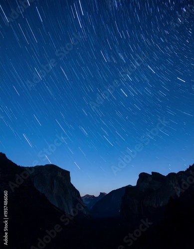 Wallpaper Mural Star Trails Over Yosemite Valley at Night. Torontodigital.ca