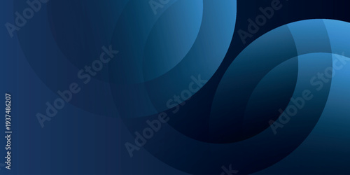 Dark blue gradient background with modern overlapping geometric circles. Minimalist design with simple and elegant light and shadow effects. Futuristic graphic circles. VOL. 2