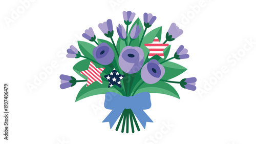 Patriotic flower bouquet illustration