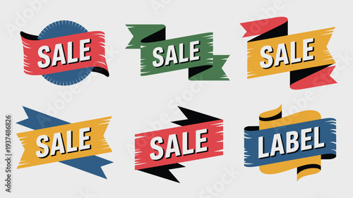 Sale label ribbon banners marketing promotion