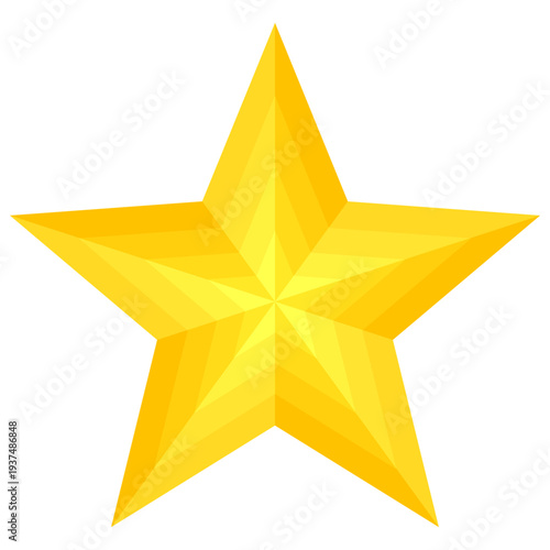 立体的なグラデーションの五角の星