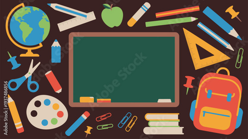 School education supplies chalkboard brown top