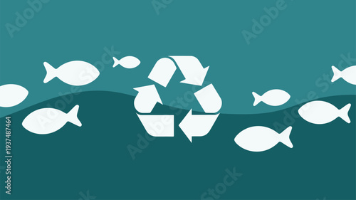 Seamless fish recycle symbol pattern