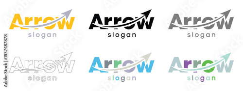 Colorful Arrow Logos with Slogan Variations for Branding and Design Inspiration