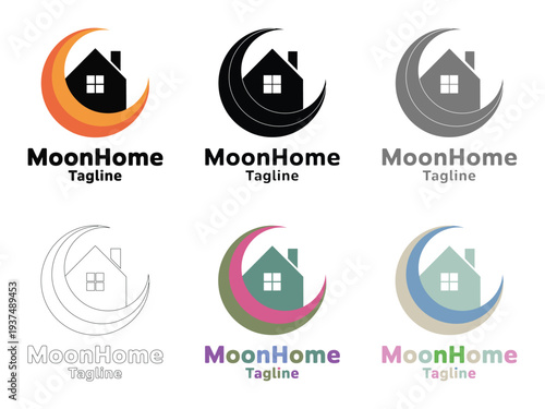 MoonHome Logo Design Variations Collection
