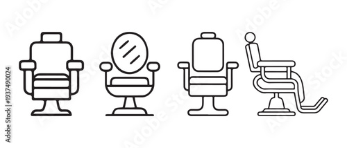 Barber Chair Icons Set. Vintage and Modern Styles for Hairdresser Salons and Grooming Services.