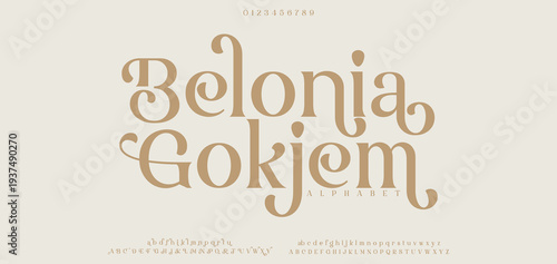 Belonia Gokjem Decorative and luxurious serif font with swashy details and elegant curves for sophisticated branding and invitations