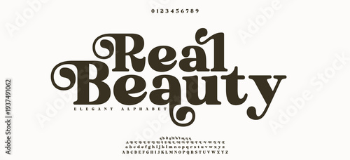 Real Beauty Elegant serif font with decorative swashes, perfect for luxury branding, packaging, and editorial designs