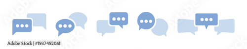 Set of blue and gray chat bubble icons for communication and messaging