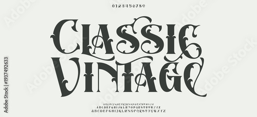Classic Vintage Graceful serif font with flowing script accents, perfect for luxury packaging and romantic themes