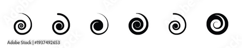 Set of six spiral icons showing different sizes and styles