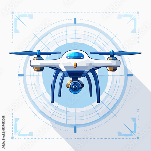 cutaway infographic vector of drone internal components showing battery, camera sensor and navigation system, clean educational aerospace illustration