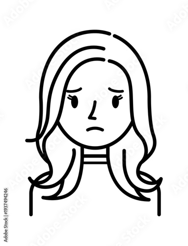 ベクターイラスト素材：困ったり悩んだりしている若い女性アイコン