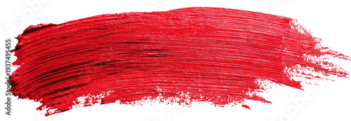 A vibrant, textured brushstroke of red paint against a black background (2)