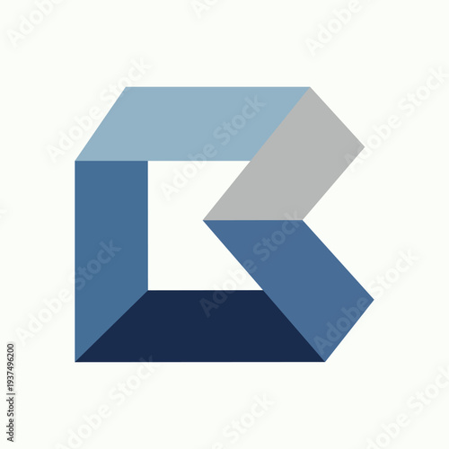 Abstract three dimensional letter b logo vector design on solid white background for branding and corporate identity illustration