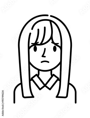ベクターイラスト素材：困ったり悩んだりしている若い女性アイコン