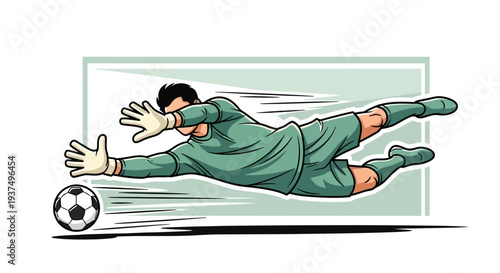 Soccer Goalkeeper Catching Ball Illustration.