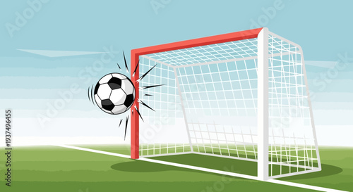 Soccer Ball Hitting the Goal Post.