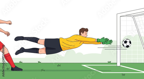 Soccer Goalkeeper Making a Save Attempt.