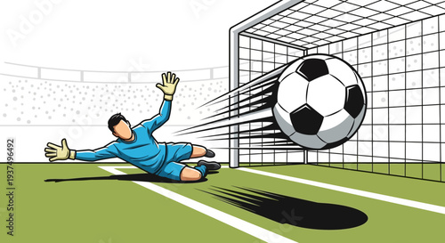 Soccer Goalkeeper Missing Ball in Action.