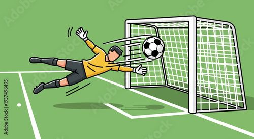 Soccer Goalkeeper Saving the Ball.