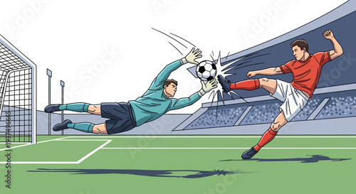 Soccer Player Kicking Ball Past Goalkeeper 20.