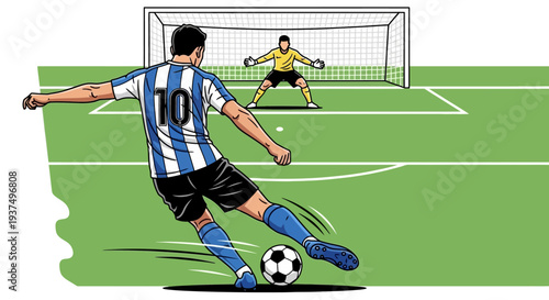 Soccer Player Kicking Ball Towards Goalkeeper 1.