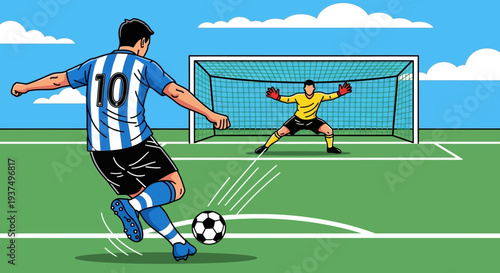 Soccer Player Kicking Ball Towards Goalkeeper 5.