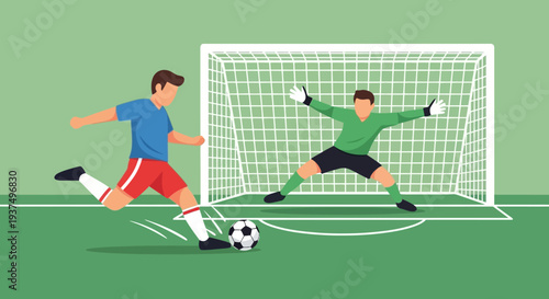 Soccer Player Kicking Ball Towards Goalkeeper 7.