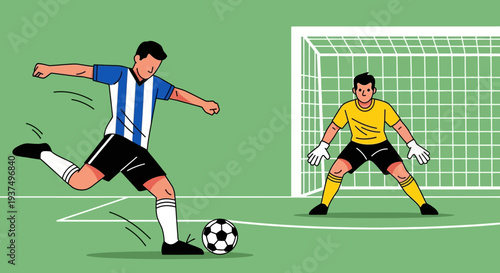 Soccer Player Kicking Ball Towards Goalkeeper 10.