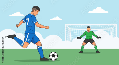 Soccer Player Kicking Ball Towards Goalkeeper 11.