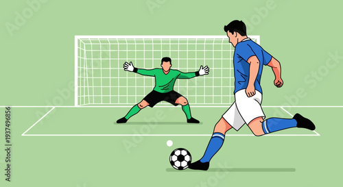 Soccer Player Kicking Ball Towards Goalkeeper 15.