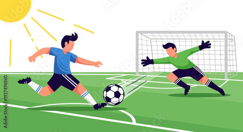 Soccer Player Kicking Ball Towards Goalkeeper 14.