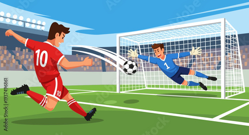 Soccer Player Kicking Ball Towards Goalkeeper 13.