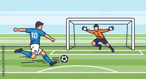 Soccer Player Kicking Ball Towards Goalkeeper 16.