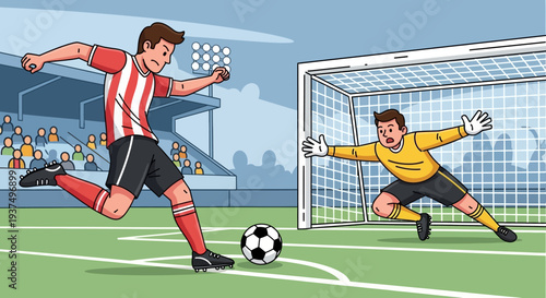 Soccer Player Kicking Ball Towards Goalkeeper 22.