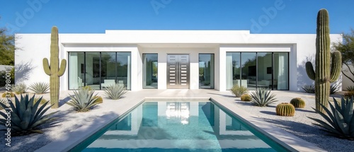 Modern White Desert House with Infinity Pool