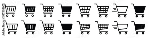 Shopping cart icons for online store and e-commerce
