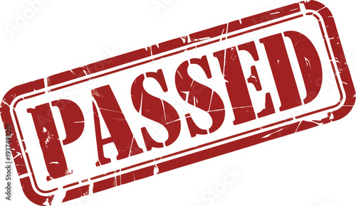 A bold red rubber stamp with the word passed printed in white.