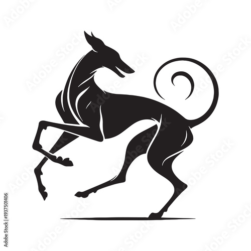 Pharaoh Hound Dog Vector Silhouette, Elegant Egyptian Hunting Breed Illustration, Slim Athletic Sighthound Outline, Rare Ancient Dog Breed Pet Design, Pharaoh Hound Graphic, Canine Art.