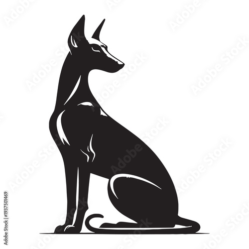 Pharaoh Hound Dog Vector Silhouette, Elegant Egyptian Hunting Breed Illustration, Slim Athletic Sighthound Outline, Rare Ancient Dog Breed Pet Design, Pharaoh Hound Graphic, Canine Art.